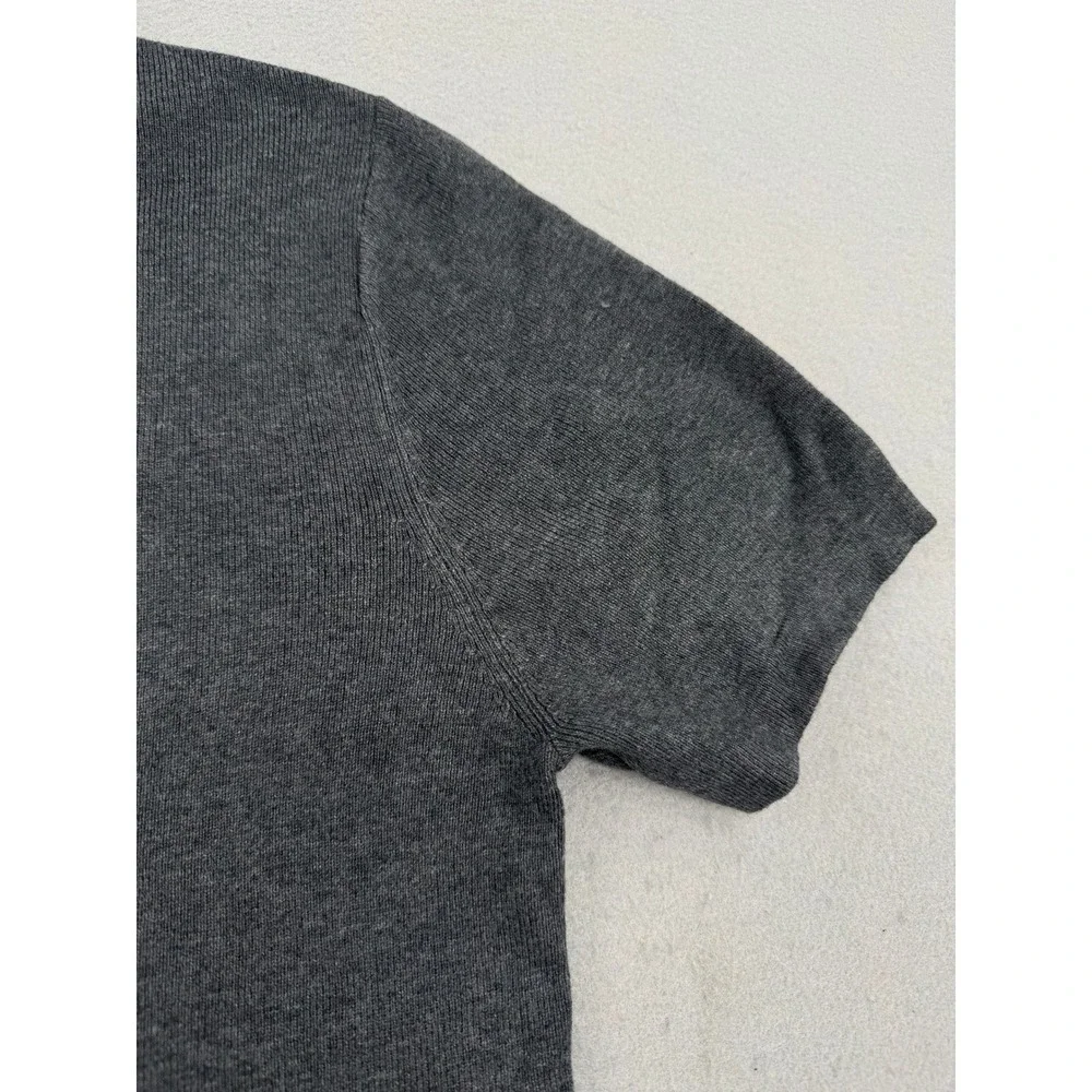 Zara Mens L Dark Gray Short Sleeve Wool Blend Knit Sweater Crew Neck Minimalist